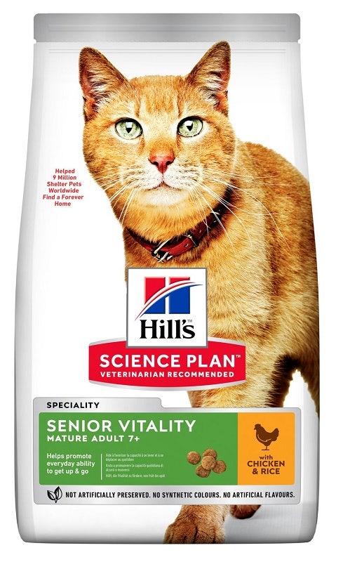 Hill's Science Plan Senior Vitality Adult 7+ Crocchette Per Gatti Con Pollo E Riso 300g