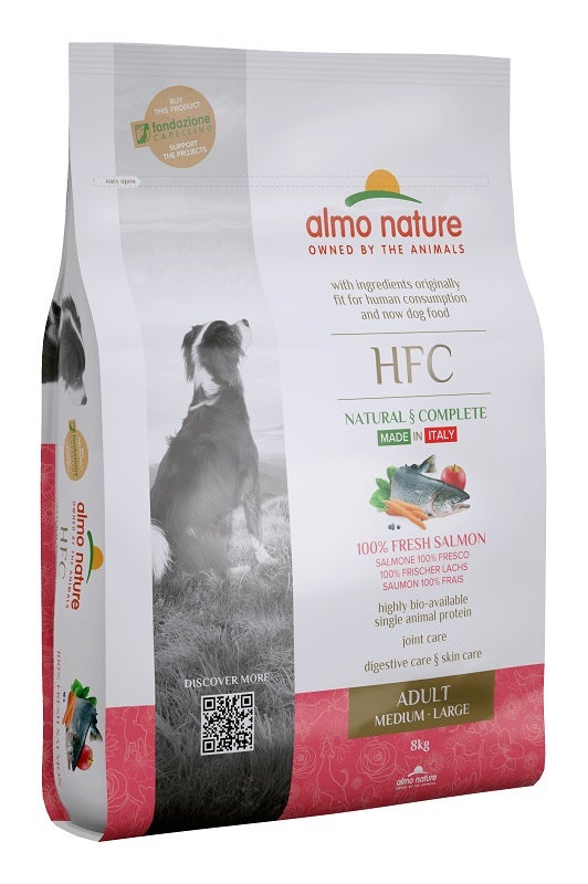Almo Nature HFC Adult Croquetas de Salmón para Perros Adultos de Tamaño Mediano y Grande, Saco de 8 kg