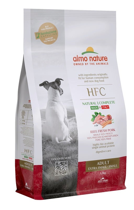 Almo Nature HFC Adult Croquetas de Cerdo para Perros Adultos de Tamaño Mini y Pequeño, Saco de 1,2 kg