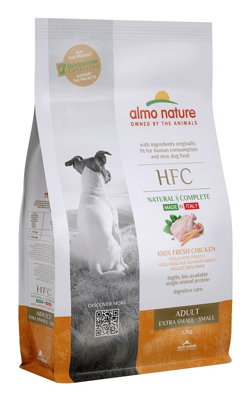 Almo Nature HFC Adult Croquetas de Pollo para Perros Adultos de Tamaño Mini y Pequeño, Saco de 1,2 kg