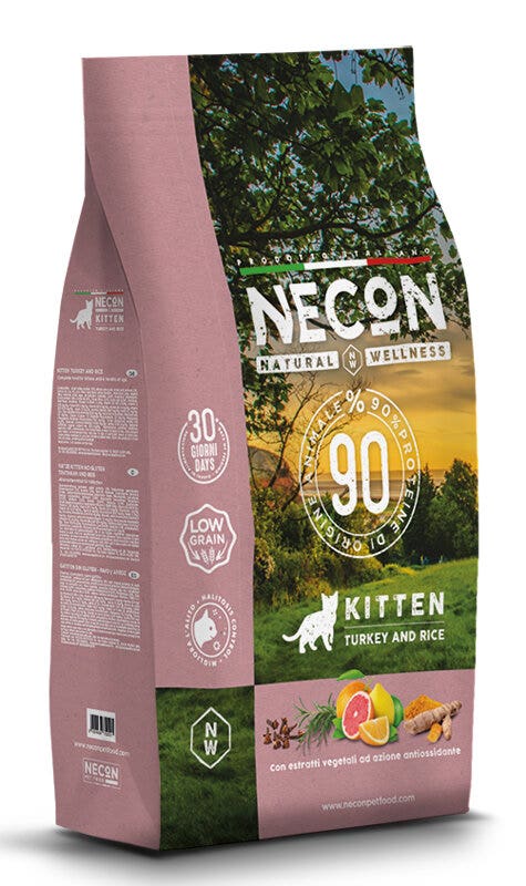 Necon Natural Wellness Kitten Crocchette Tacchino E Riso Gatti Per Cuccioli Sacco 1,5kg