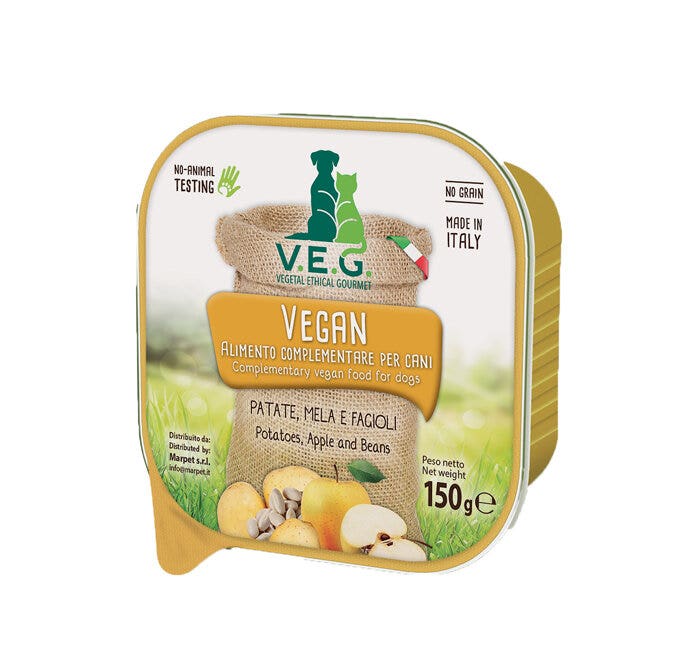 Marpet Vegan Dog Patatas/Manzana/Alubias Comida húmeda para perros adultos Bandeja de 150 g