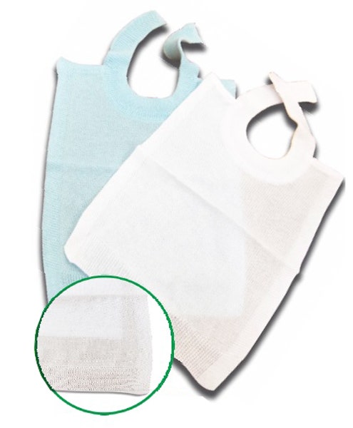 Babero cubrestoma blanco para personas traqueotomizadas