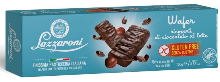 Obleas cubiertas de chocolate sin gluten Lazzaroni 100g-1