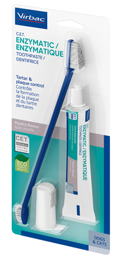 Virbac Kit de pasta dentífrica enzimática + cepillo para perro/gato, 1 kit