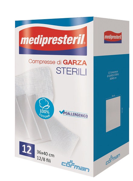 Medipresteril Gasa en Compresas 12/8 Fu 36 x 40 cm, 12 unidades
