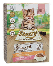Stuzzy Tiras de ternera/jamón, comida húmeda para gatitos, multipack 12 x 85 g