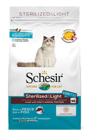 Schesir Sterilized&Light Croquetas con pescado para gatos adultos, saco de 1,5 kg