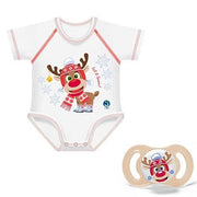J Bimbi Conjunto Twin Renna Chupete + Body para recién nacido a juego