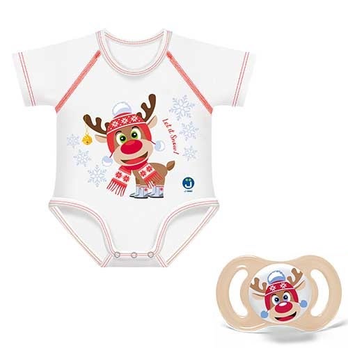 J Bimbi Conjunto Twin Renna Chupete + Body para recién nacido a juego