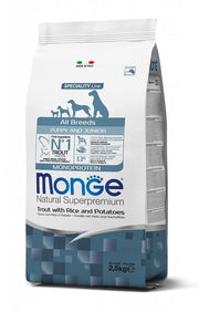 Monge Natural Superpremium All Breeds Trucha con Arroz y Patatas, Pienso Seco para Cachorros, Saco de 2,5 kg