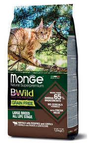 Monge B Wild Grain Free All Life Stage Raza Grande con Búfalo, Patatas y Lentejas, Comida Seca para Gatos, Saco de 1,5 kg
