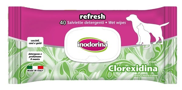 Inodorina Refresh Toallitas Limpiadoras con Clorhexidina para Perros/Gatos 40 Toallitas-1