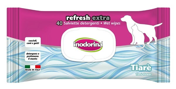 Inodorina Refresh Toallitas Limpiadoras Extra Flor de Tiaré para Perros/Gatos 40 Toallitas-1