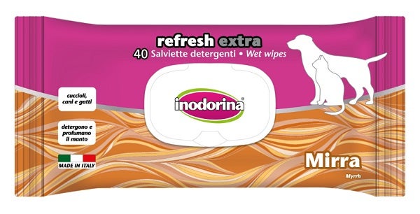 Inodorina Refresh Toallitas Limpiadoras Extra Mirra para Perros/Gatos 40 Toallitas-1