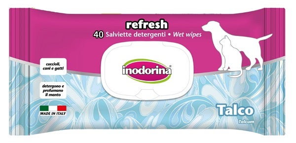 Inodorina Refresh Toallitas Limpiadoras de Talco para Perros y Gatos 40 Piezas-1