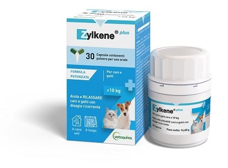 Zylkene Plus, alimento complementario para perros/gatos <10 kg, 30 cápsulas