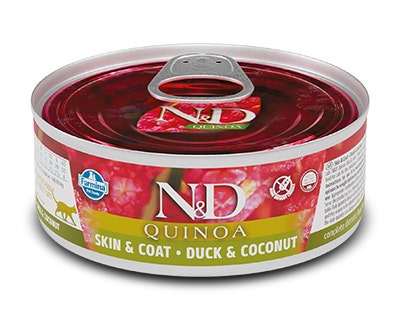 Farmina Natural & Delicious Quinoa Piel y Pelaje Pato y Coco para Gatos Adultos 80g-1