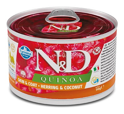 Farmina Natural & Delicious Quinoa Skin & Coat Mini Con Arenque Y Coco Para Perros Adultos 140g-1