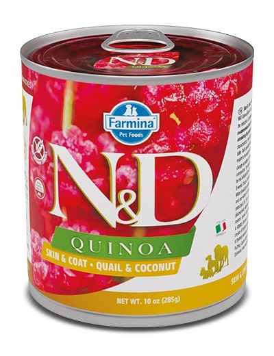 Farmina Natural & Delicious Quinoa Skin & Coat Con Codorniz y Coco Para Perros Adultos 285g-1