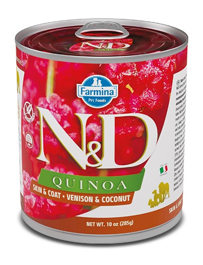 Farmina Natural & Delicious Quinoa Skin & Coat con Venado y Coco para Perros Adultos 285g-1