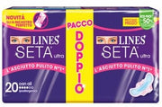Lines Seta Ultra Nuevo con alas, paquete doble de 20 compresas