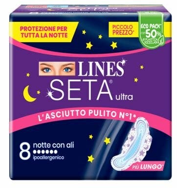 Lines Seta Ultra 8 compresas nocturnas con alas