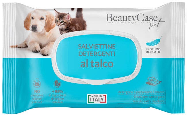 BeautyCase Salviettine Detergenti Per Cani E Gatti Talco 40 Pezzi