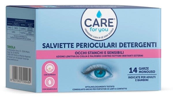 Tavola Salviette Perioculari Detergenti Care For You 14 Garze Monouso