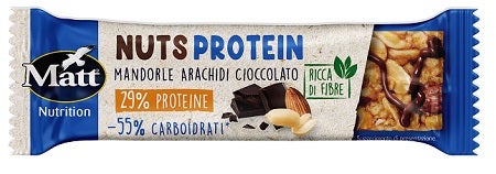 Barrita proteica Matt Nuts de cacahuete, chocolate y almendras 39 g