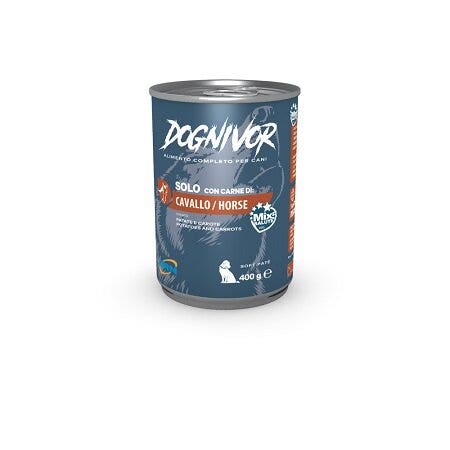 Drn Dognivor Comida húmeda con caballo, patatas y zanahorias para perros adultos, lata de 400 g