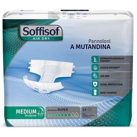 Soffisof Pannoloni A Mutandina Air Dry Super Taglia Media 15 Pezzi