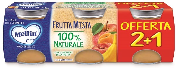 Mellin Puré de frutas mixto 3 x 100 g 4 meses+