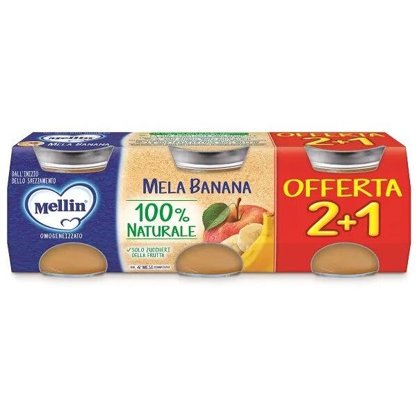 Mellin Puré de manzana y plátano 3 x 100 g, a partir de 4 meses