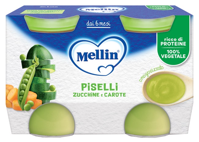 Mellin Puré de guisantes y zanahorias 2 x 130 g, a partir de 6 meses