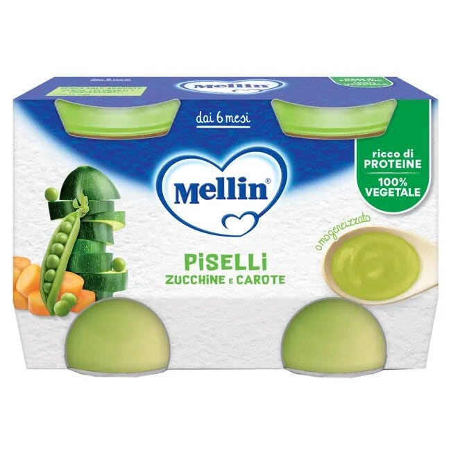 Mellin Puré de guisantes y zanahorias 2 x 130 g, a partir de 6 meses
