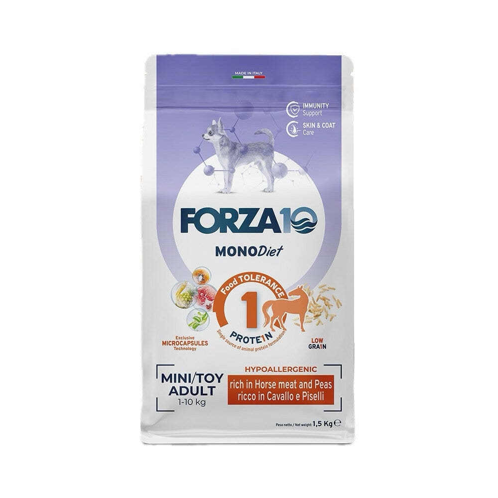 Forza10 Mini Toy Diet Croquetas de Caballo y Guisantes para Perros de Tamaño Pequeño Saco de 1,5 kg