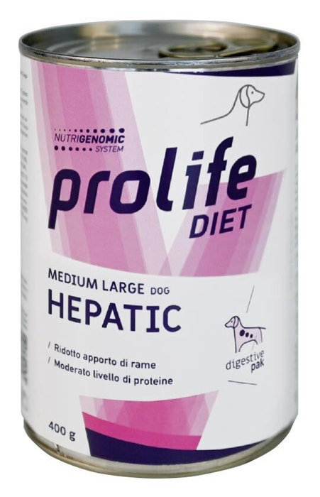 Prolife Diet Dog Hepatic Comida húmeda para perros de tamaño mediano/grande Lata de 400 g