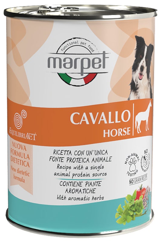 Marpet Aequilibriavet Dog Caballo Comida húmeda para perros adultos Lata de 400 g