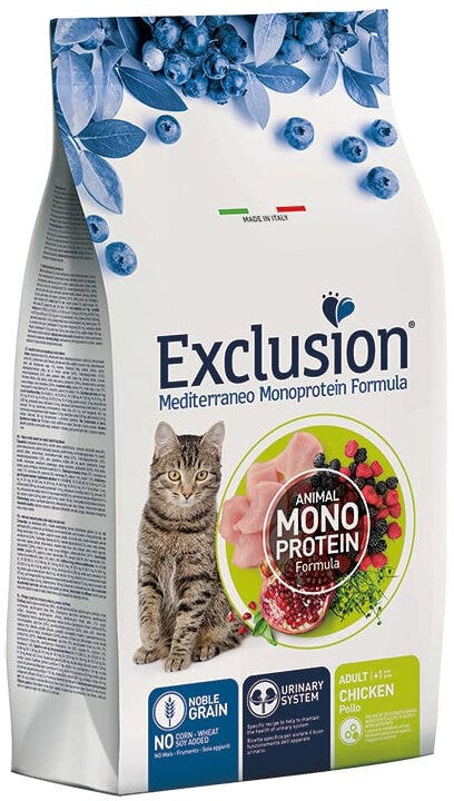 Exclusion Mediterraneo Monoprotein Noble Grain Pienso seco de pollo para gatos adultos 1,5 kg
