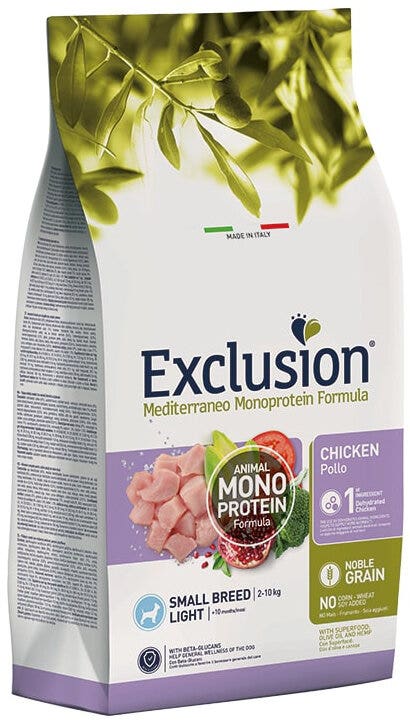 Dorado Exclusion Mediterraneo Monoprotein Noble Grain Adult Small Breed Con Pollo Cibo Secco Per Cani 500g