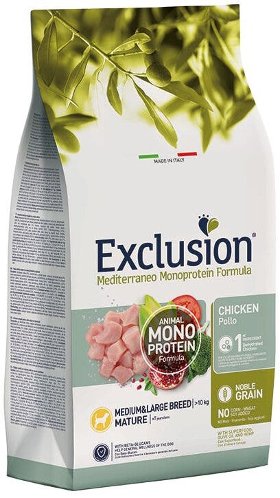 Dorado Exclusion Mediterraneo Monoprotein Noble Grain Razas medianas y grandes maduras con pollo Alimento seco para perros 12 kg-1