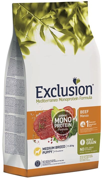 Exclusion Mediterraneo Monoprotein Noble Grain Puppy Beef Medium 12 kg