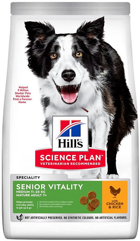 Hill's Science Plan Medium Mature Adult 7+ Youthful Vitality con pollo y arroz Alimento seco para perros 2,5 kg-1