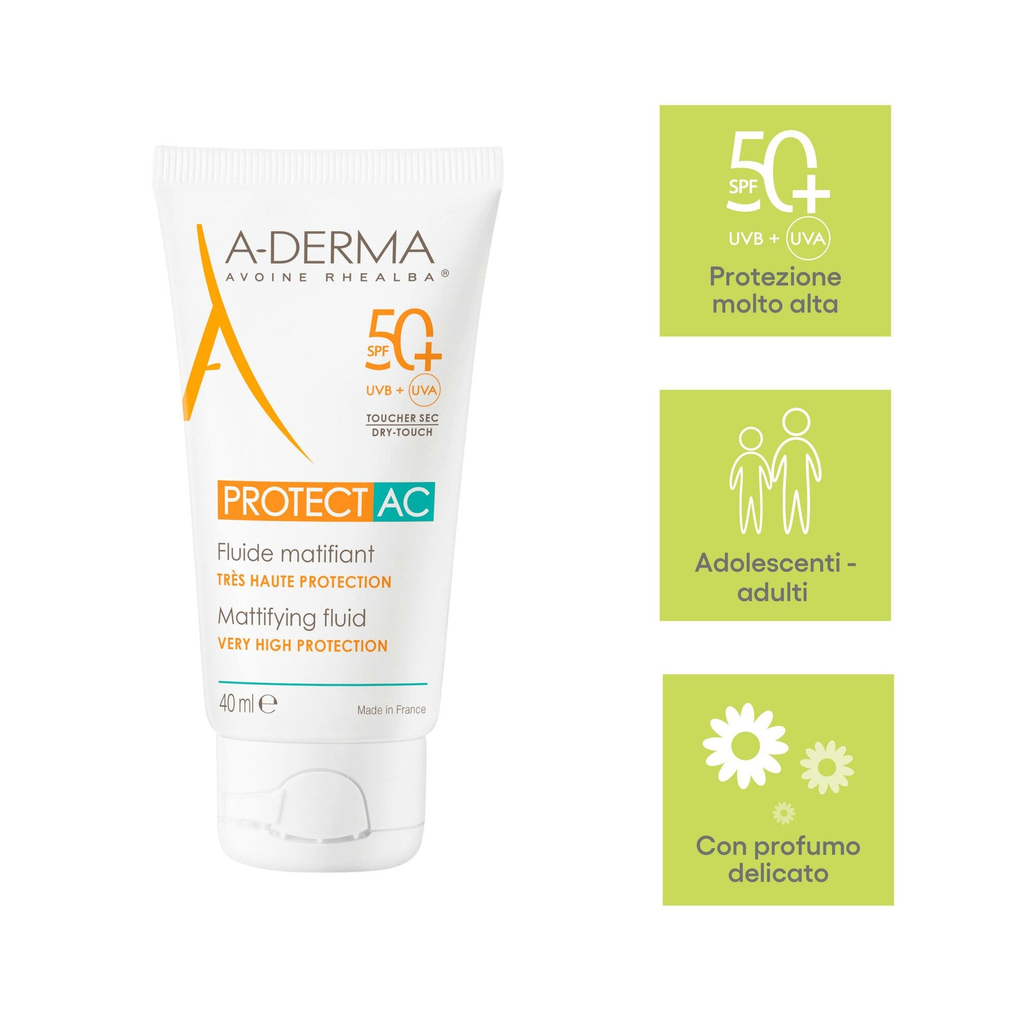 A-Derma Protect AC Fluido Matificante SPF50+ 40ml-5