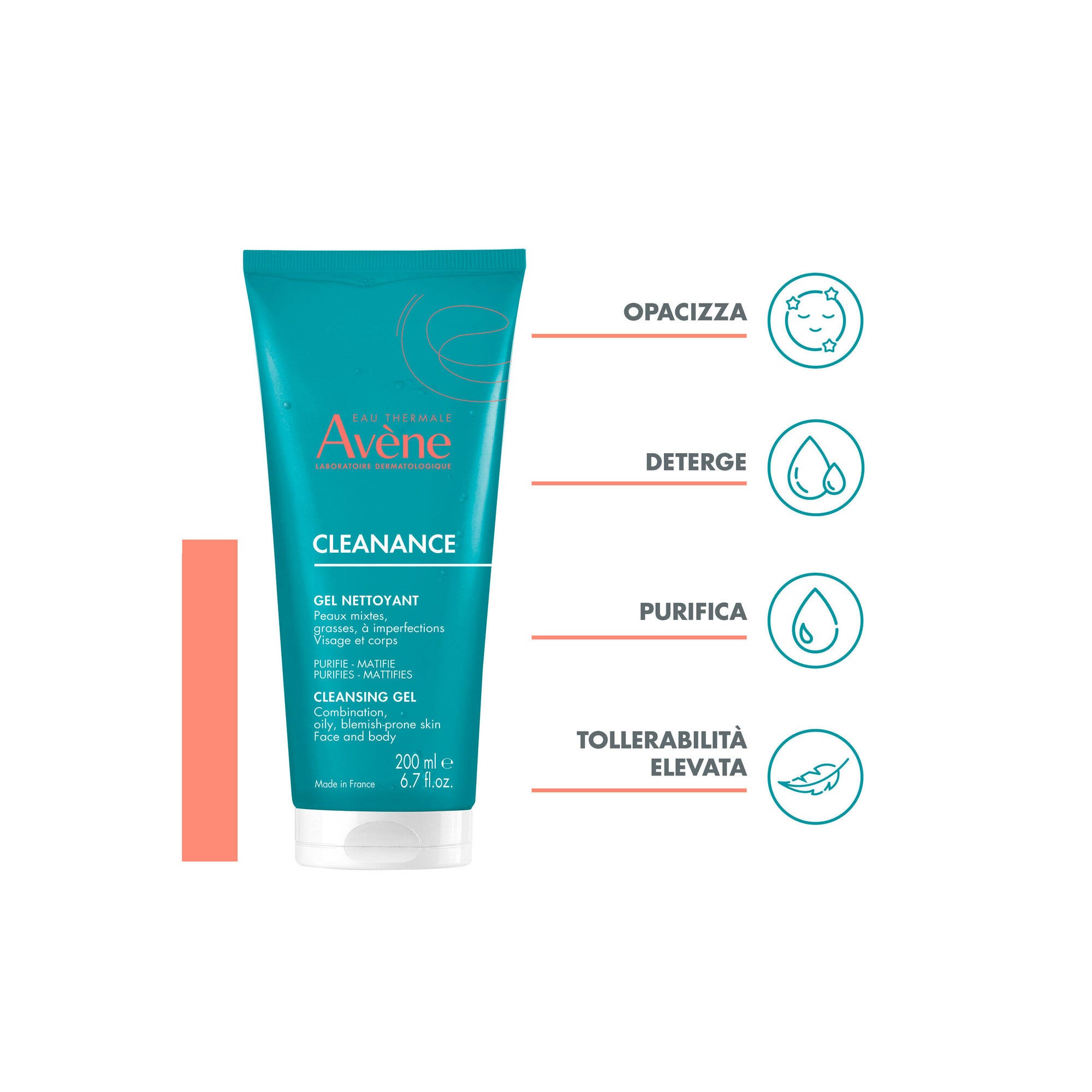 Eau Thermale Avène Cleanance Gel Limpiador Purificante para Piel Grasa con Imperfecciones 200 ml