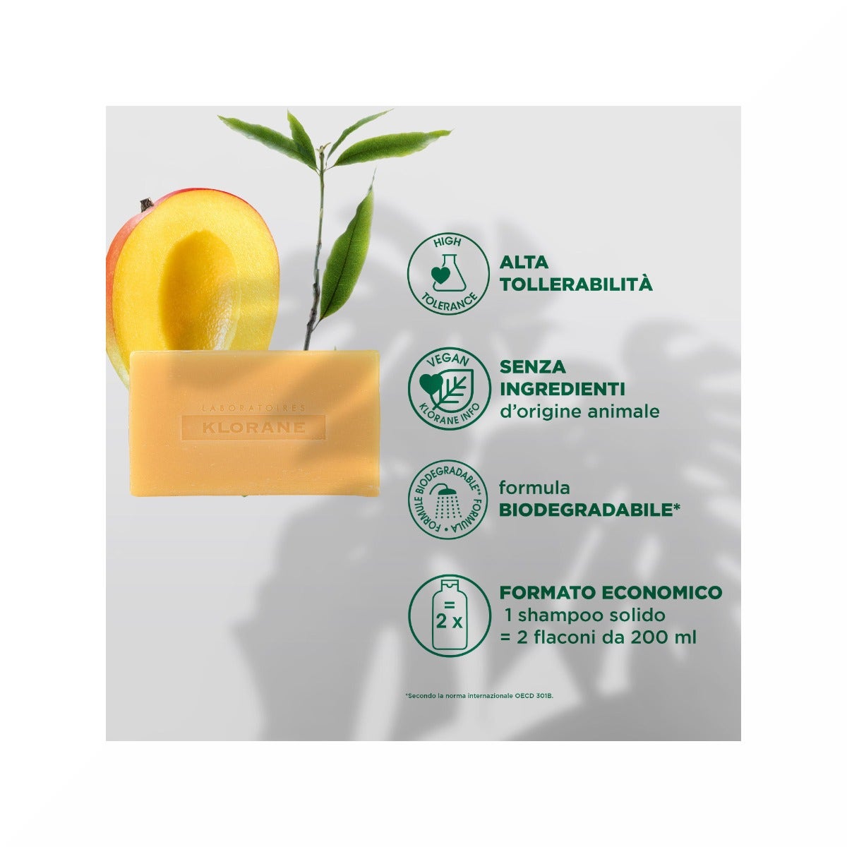 Klorane Shampoo Solido Mango Capelli Secchi 80g
