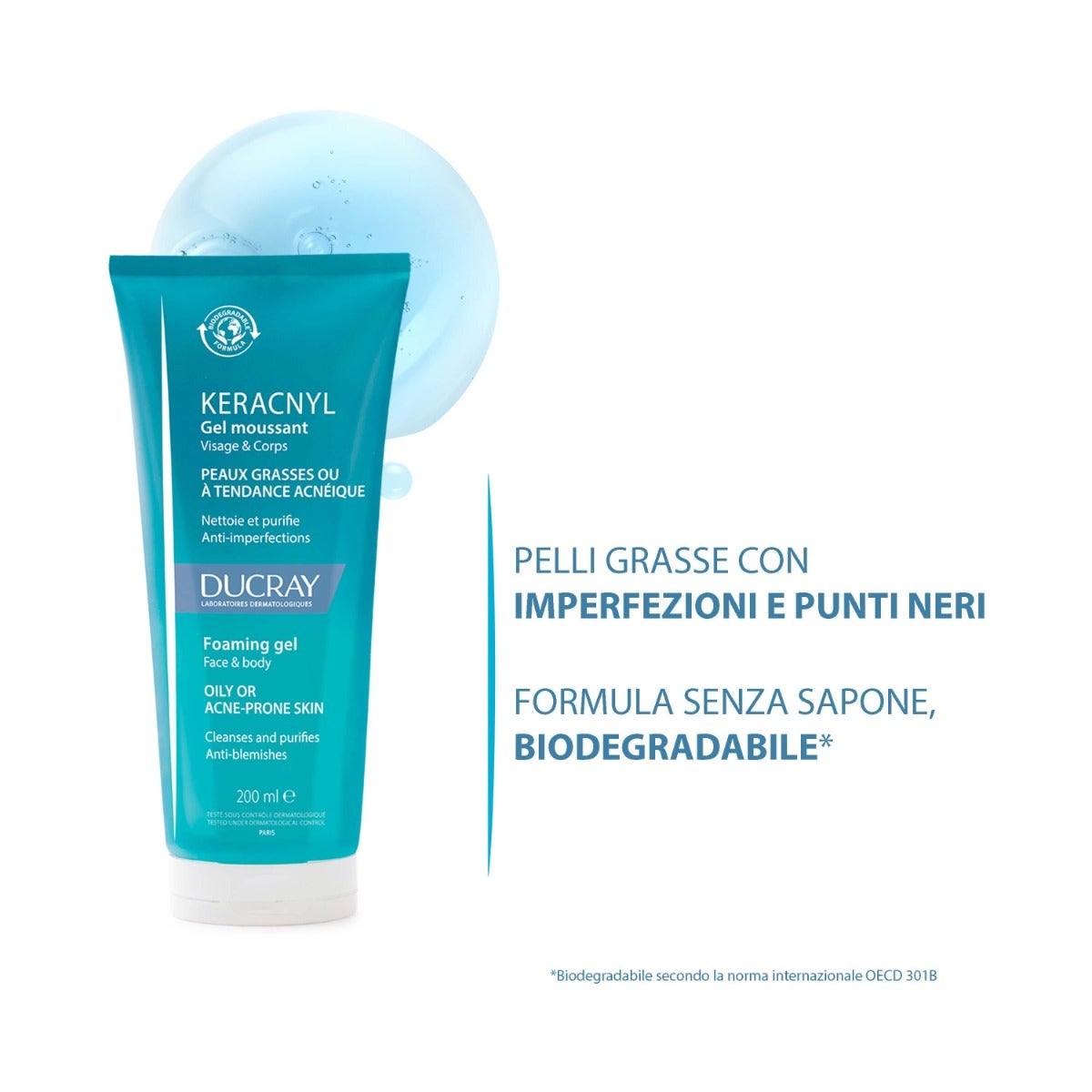 Ducray Keracnyl Gel Detergente Pelle Grassa 200ml