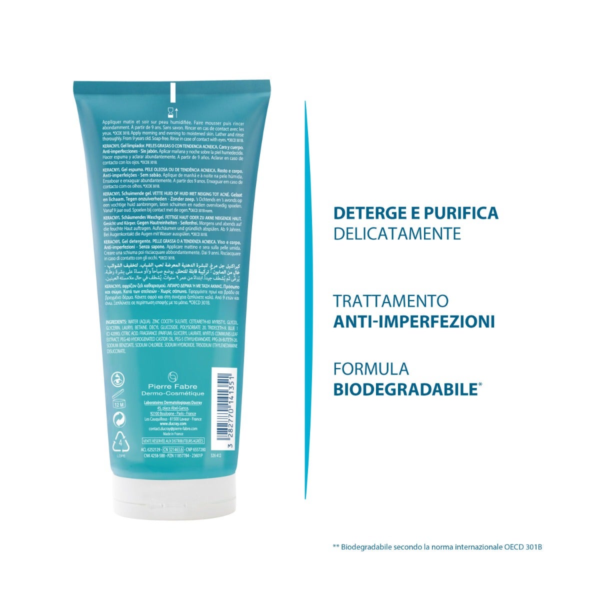 Ducray Keracnyl Gel Detergente Pelle Grassa 200ml