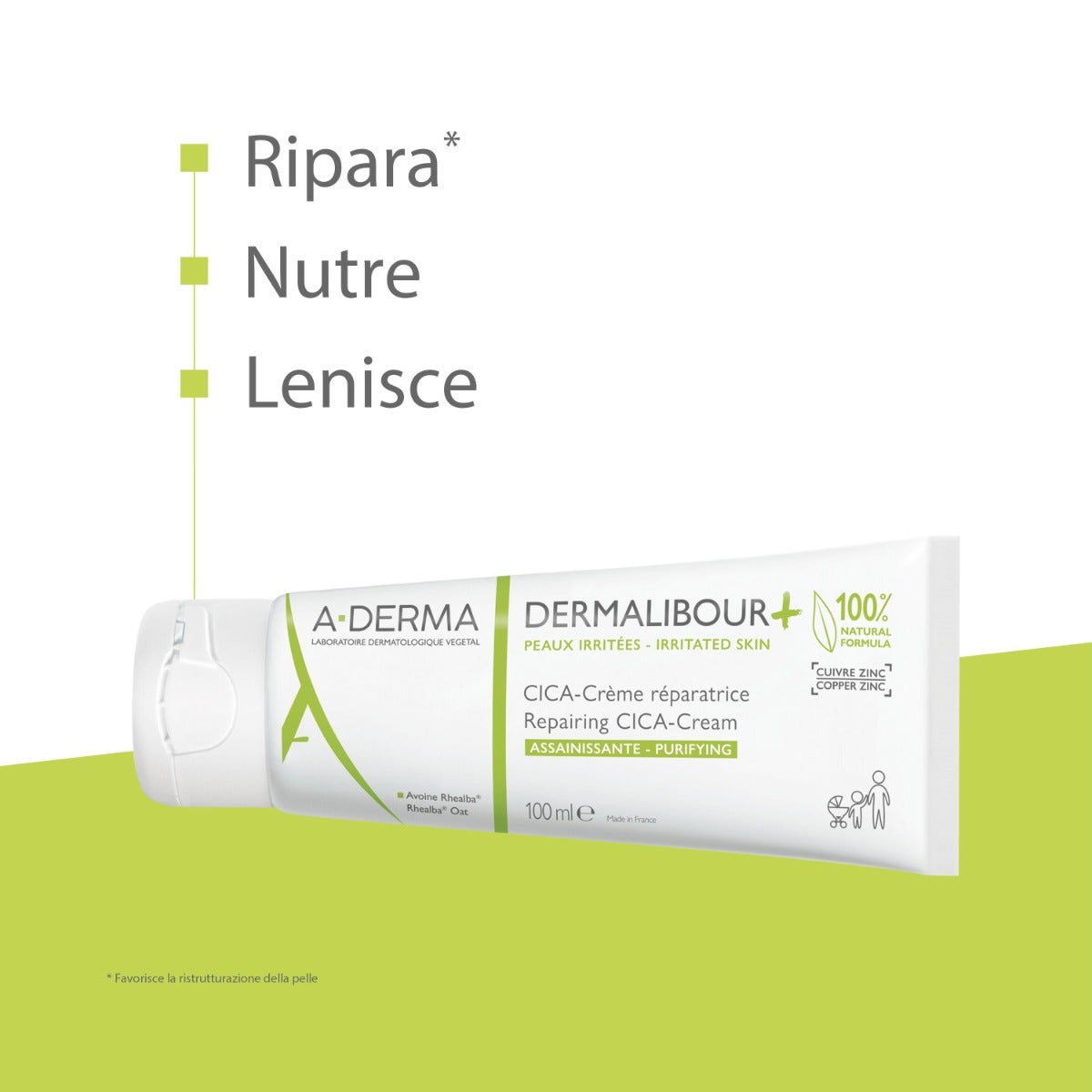Aderma Dermalibour+ Cica-Crema Ristrutturante Purificante Pelli Irritabili 100ml